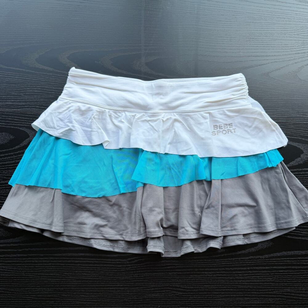 SOLD!!NWT New Bebe Sport 3 Piece Tennis Set Tank + 2 Skorts Size XS - Picture 8 of 11